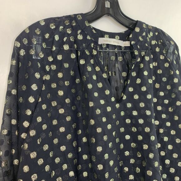 Bishop And Young Dark Romance Metallic Gold Polka Dot Blouse NWT Size S - Picture 5 of 9